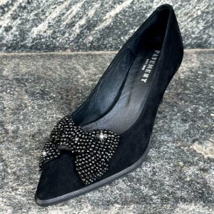 Pavement - Stilet - Kamilla Bow - Black Suede (Levering slut oktober)