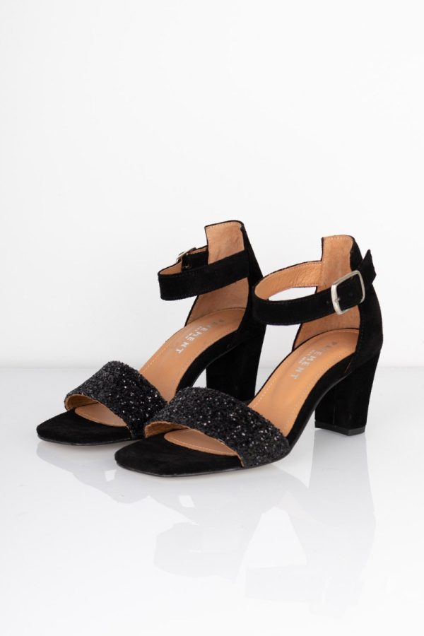 Pavement - Stiletter - Lykke Two Tone - Black Suede/Black Glitter