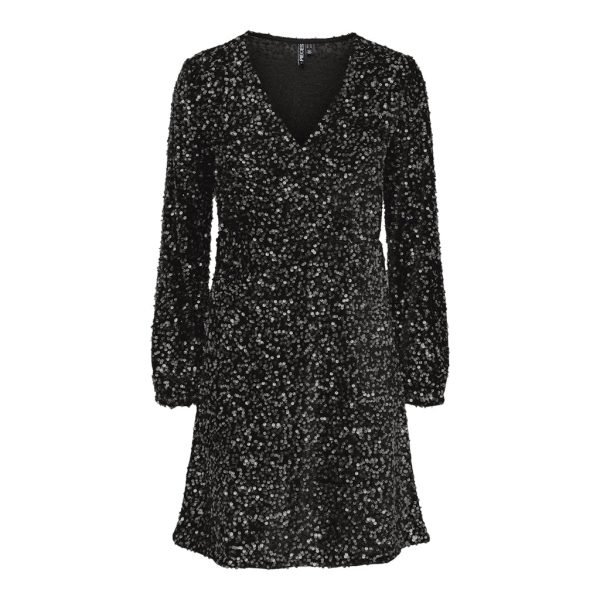 Pieces dame kjole PCKAM - Black Black sequins