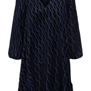 JDY - Kjole - Beth L/S Jaquard Dress - Black Medival Blue Jaquard
